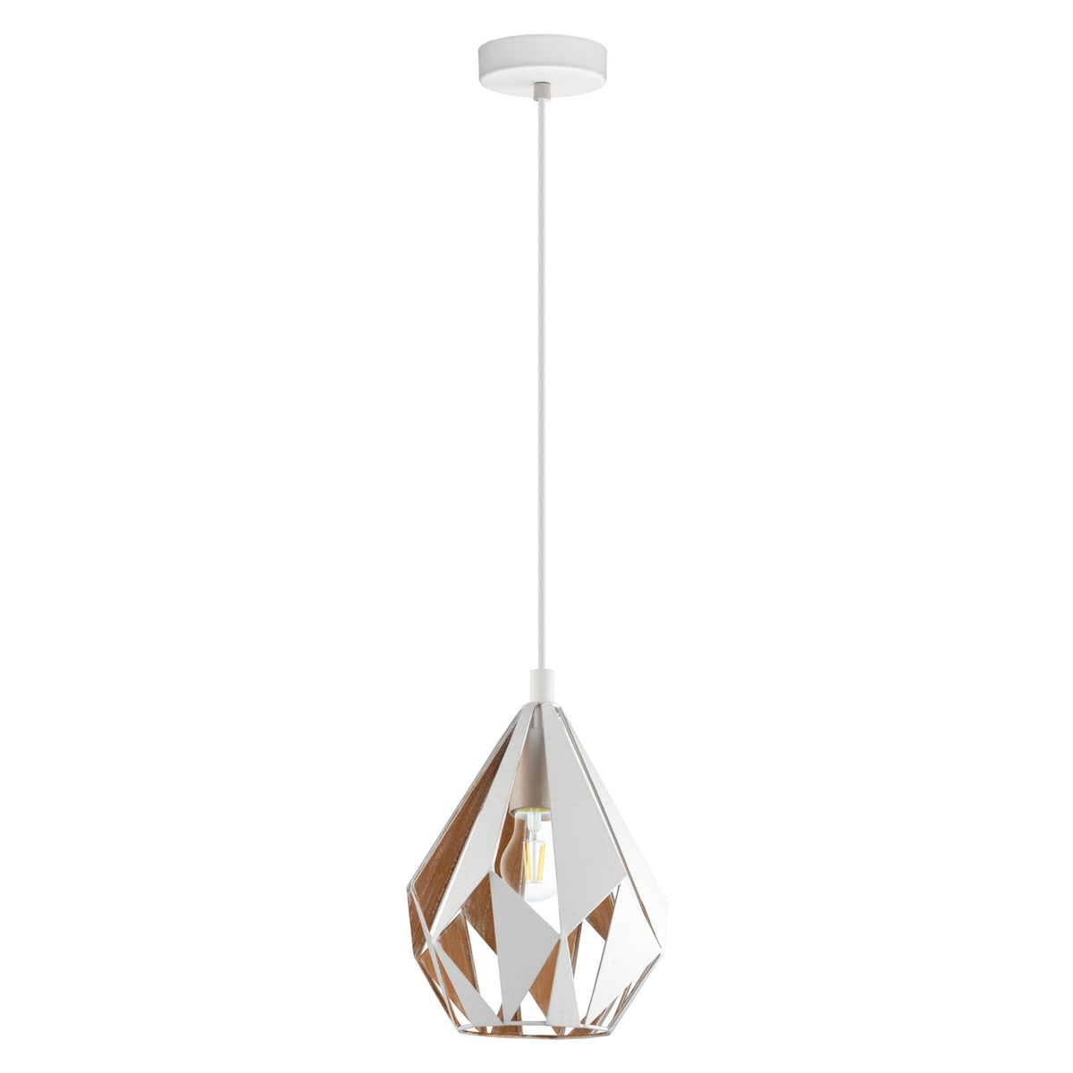 Carlton 1 205mm White Metal Pendant with an Inner Brushed Gold Lining