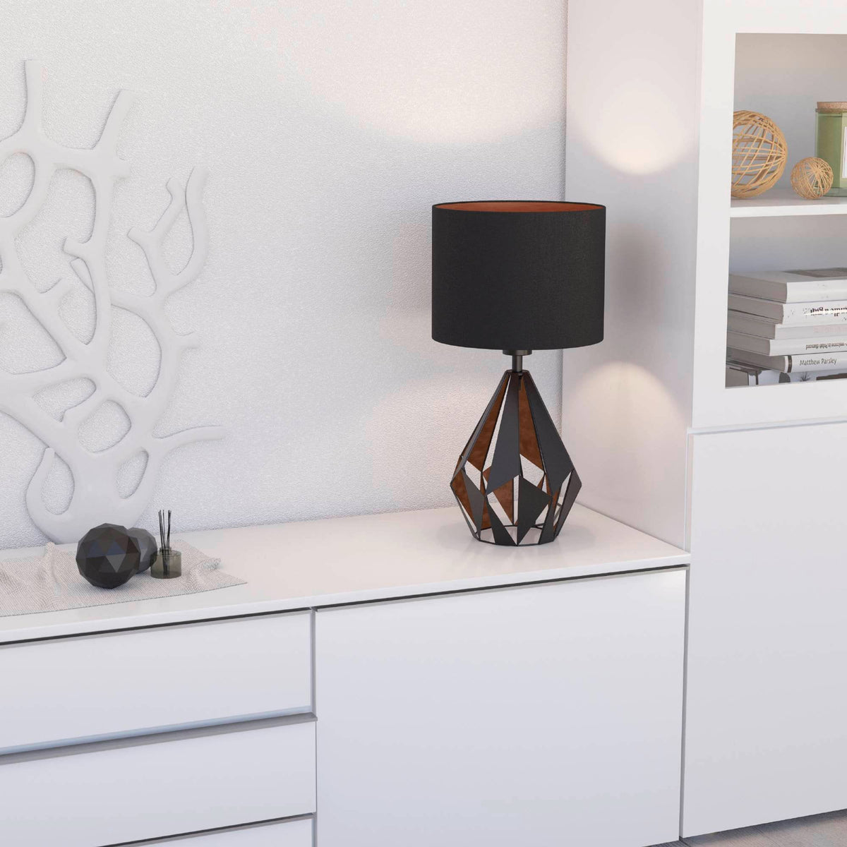 Carlton 5 Black & Copper Table Lamp