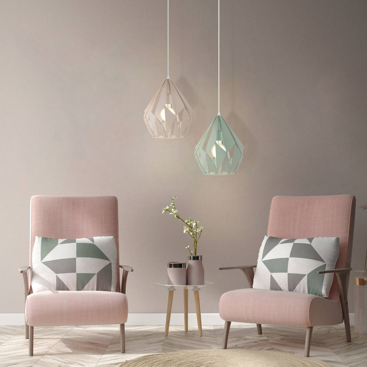 Carlton-P 310mm Pastel Light Green Metal Pendant