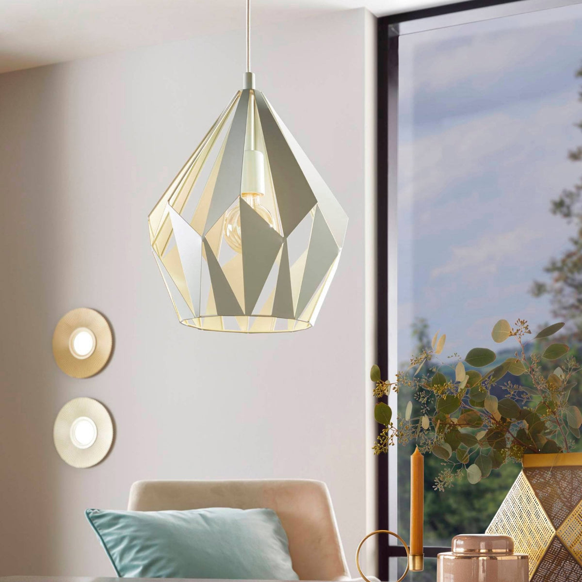 Carlton-P 310mm Pastel Light Green Metal Pendant