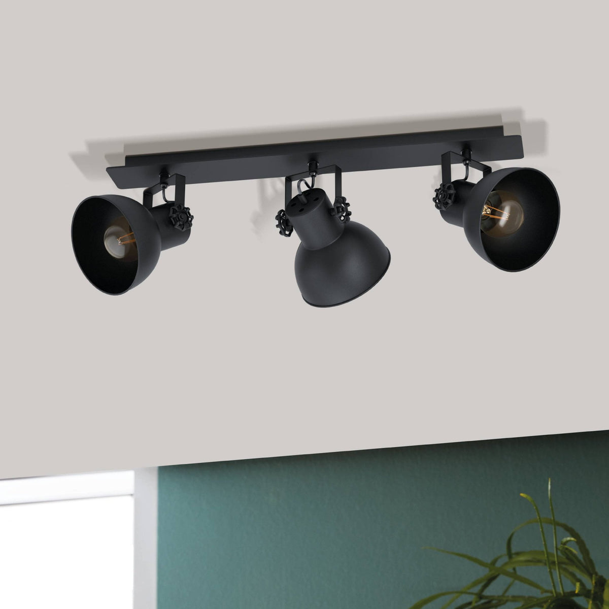 Barnstaple 1 Three Spot Ceiling Light in a Black Finish