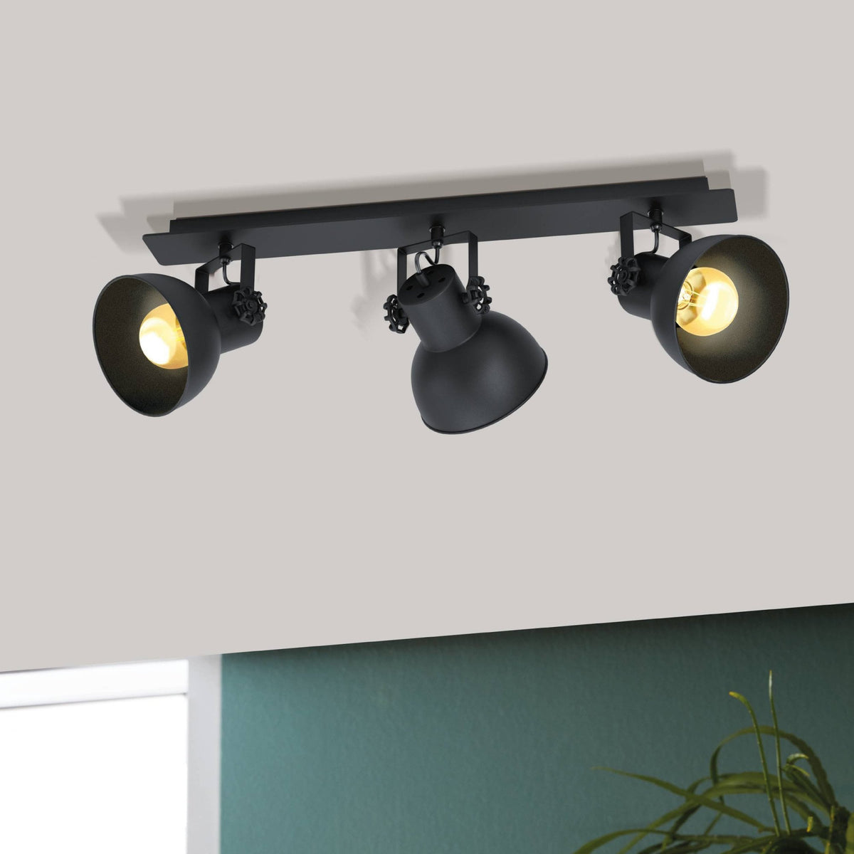 Barnstaple 1 Three Spot Ceiling Light in a Black Finish