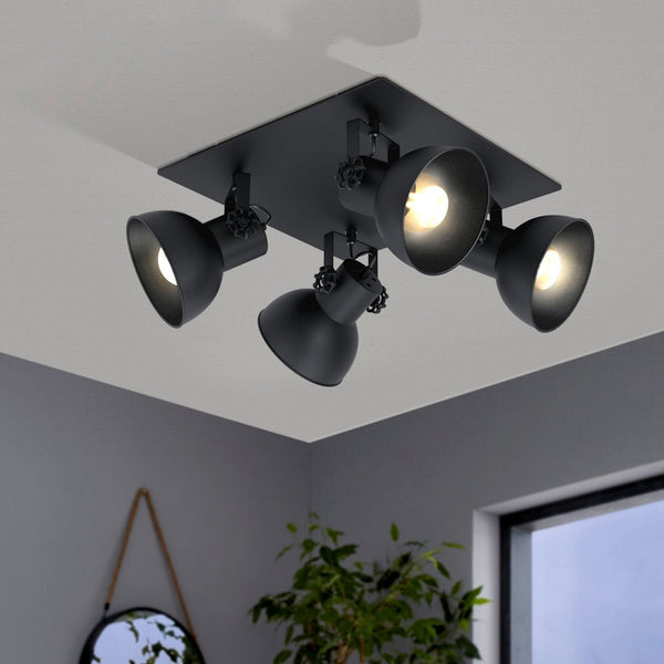 Barnstaple 1 Four Spot Ceiling Light in a Black Finish