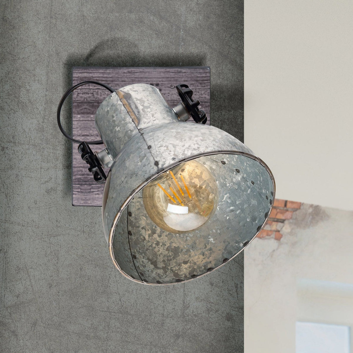 Barnstaple Single Spotlight with a Used Distressed Zinc Look