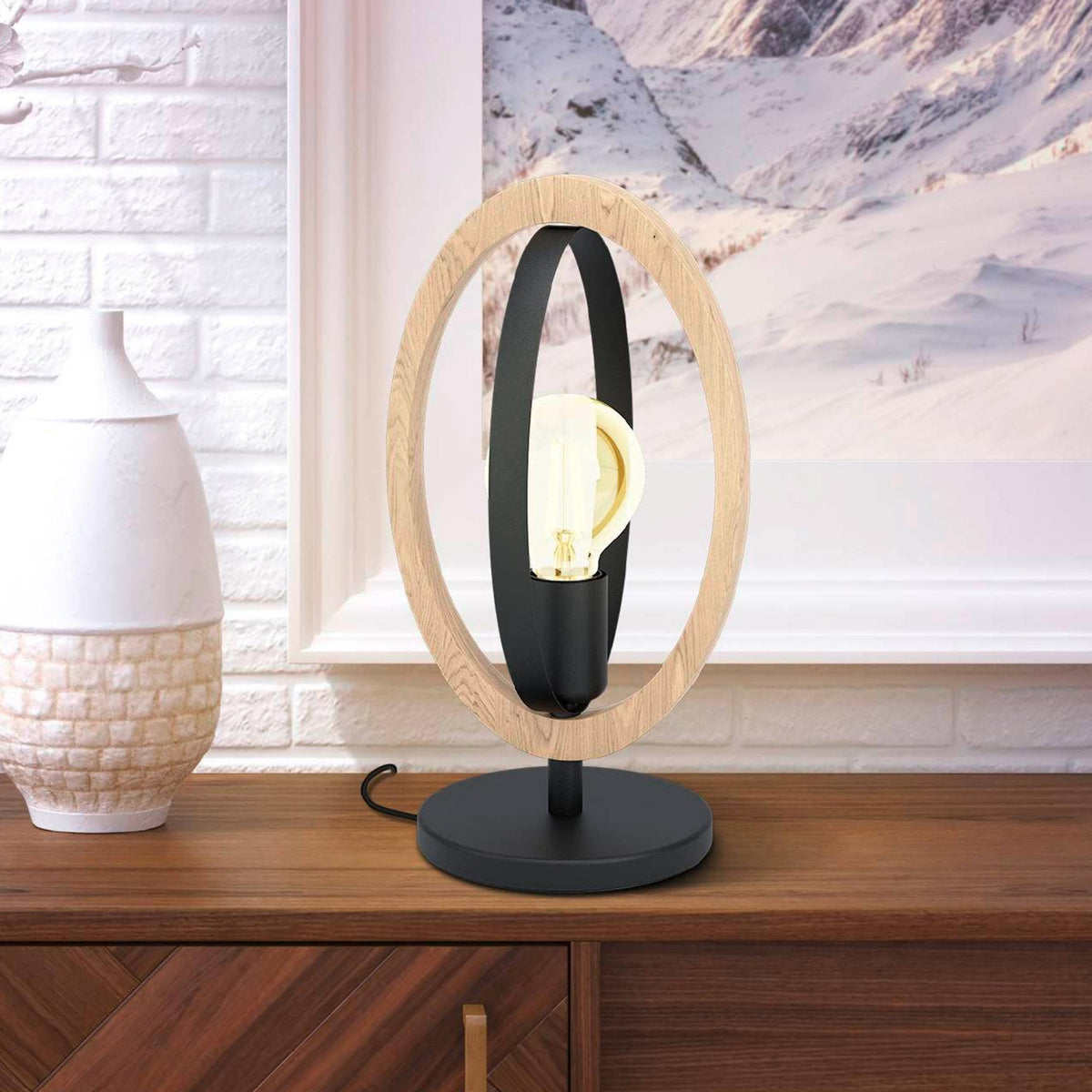 Basildon Table Lamp in Natural Wood