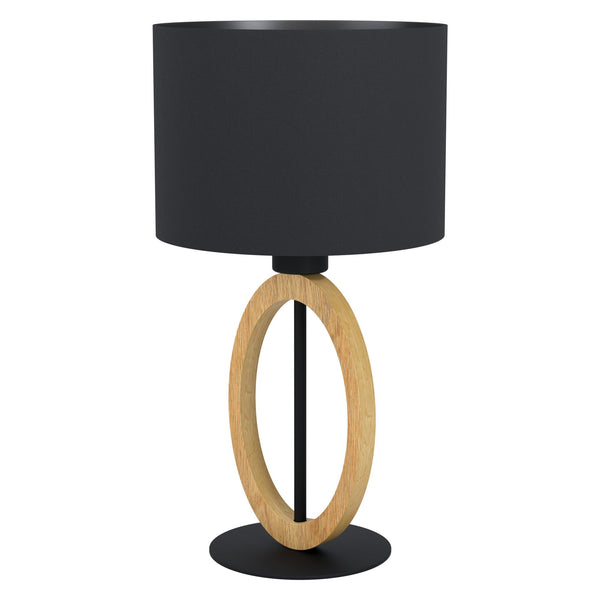 Basildon 1 Table Lamp in Natural Wood and Black Shade