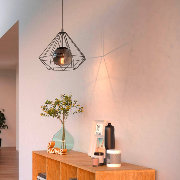 Vernham 445mm Single Pendant with Vaporized Black Transparent Glass