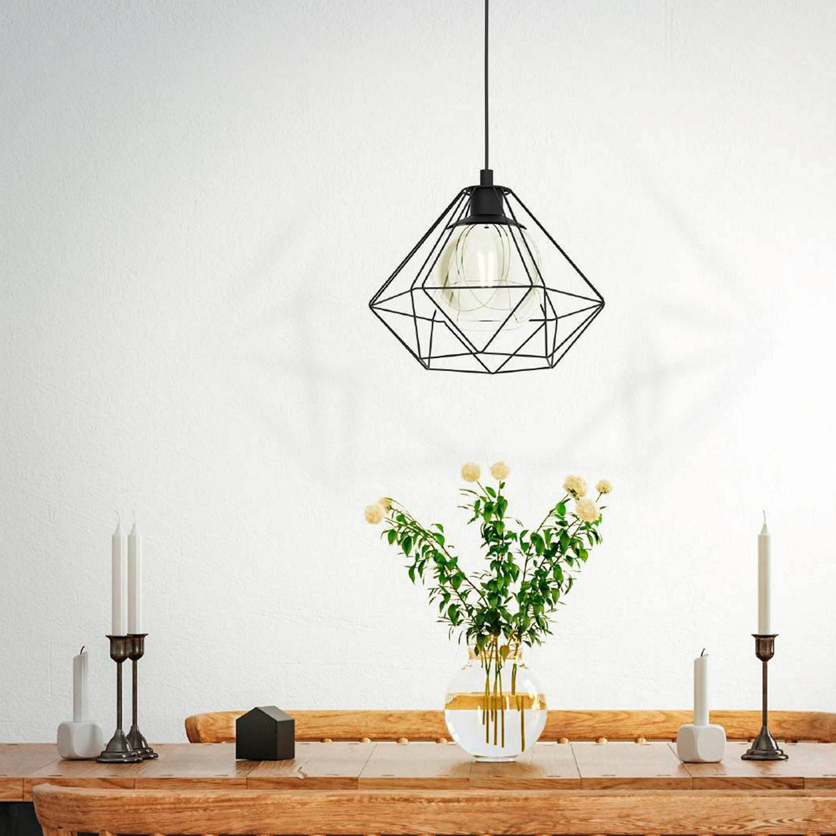 Vernham 325mm Single Pendant with Vaporized Black Transparent Glass