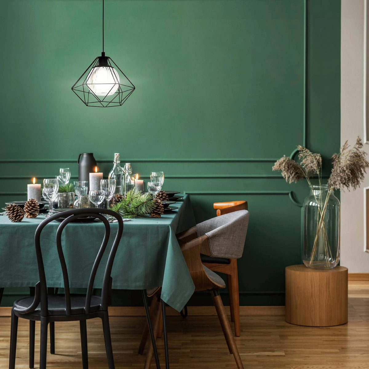 Vernham 325mm Single Pendant with Vaporized Black Transparent Glass