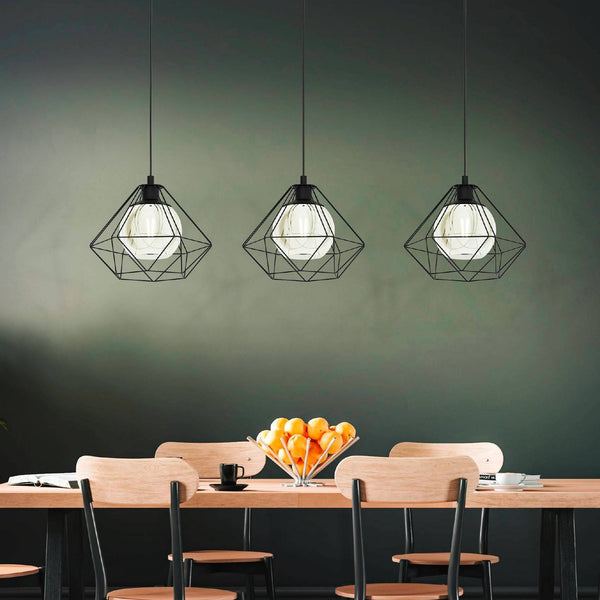 Vernham Triple Drop Pendant with Vaporized Black Transparent Glass