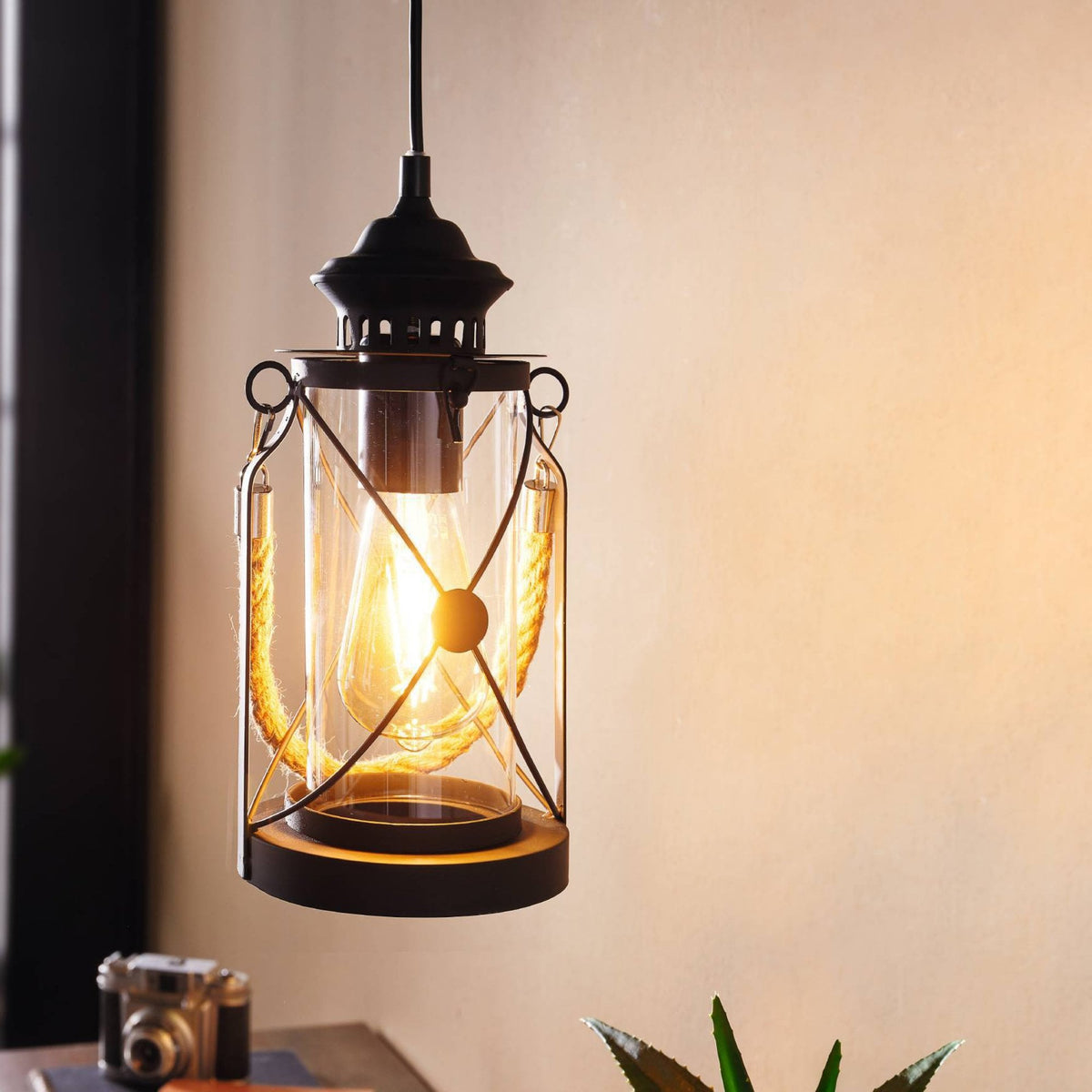 Bradford Black Lantern Style Pendant Light