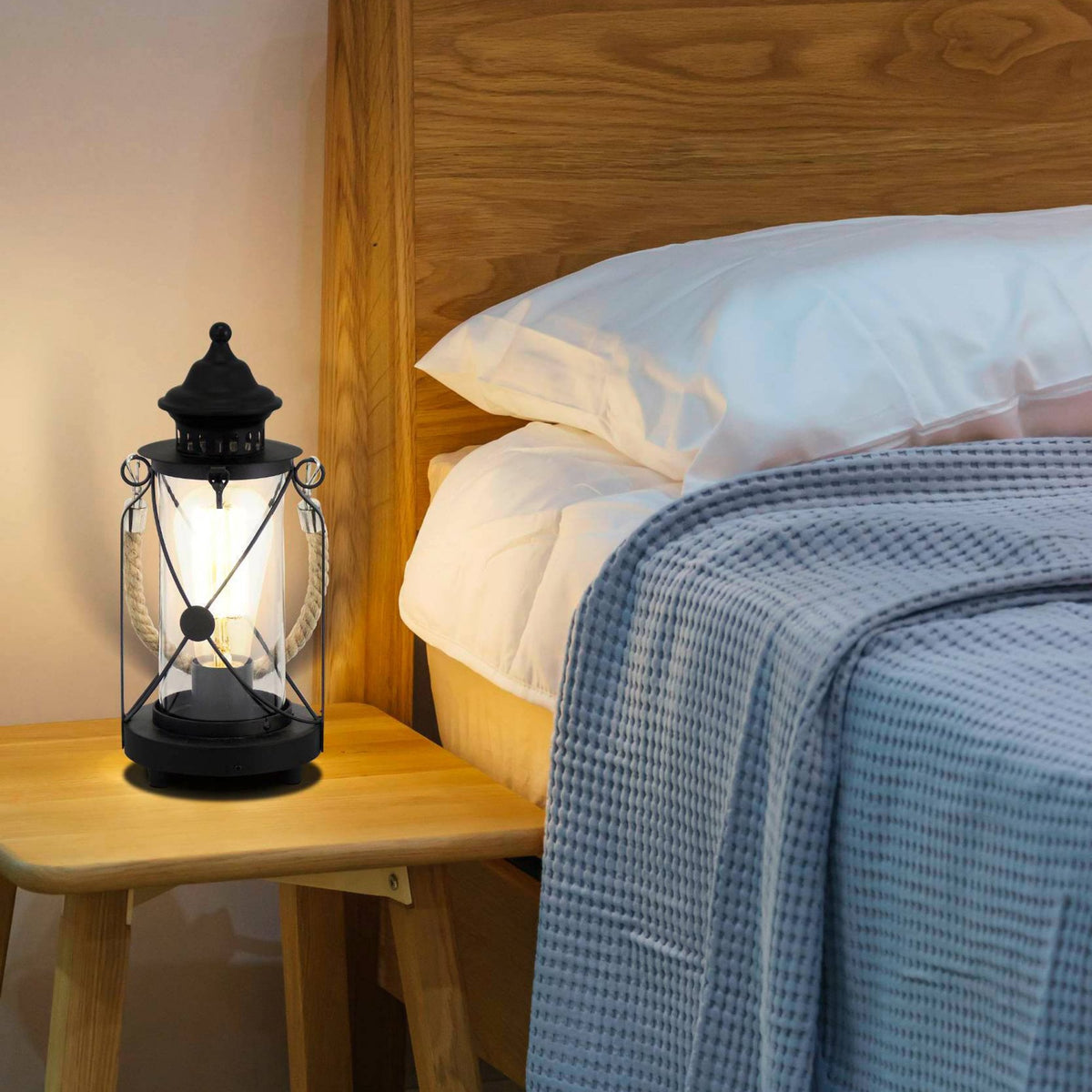 Bradford Black Rope Lantern Style Table Lamp