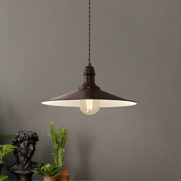 Stockbury Large Pendant Light in Antique Brown and Cream