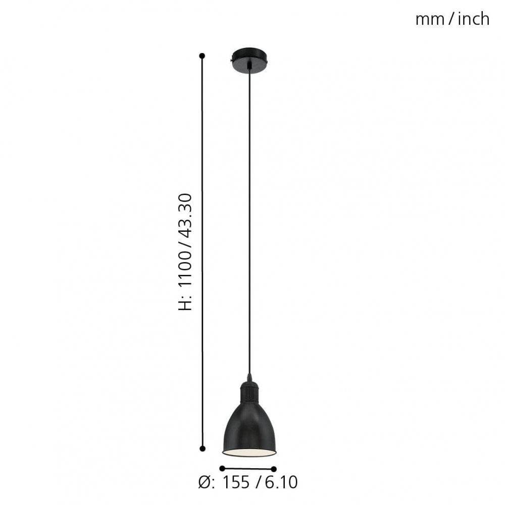 Priddy 150mm Single Pendant Light in Black