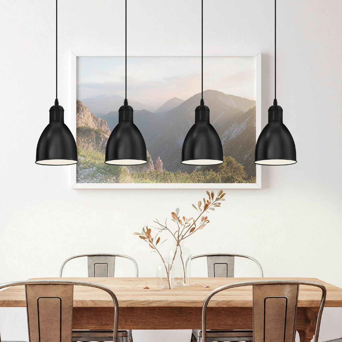 Priddy Four Drop Bar Pendant Light in Black