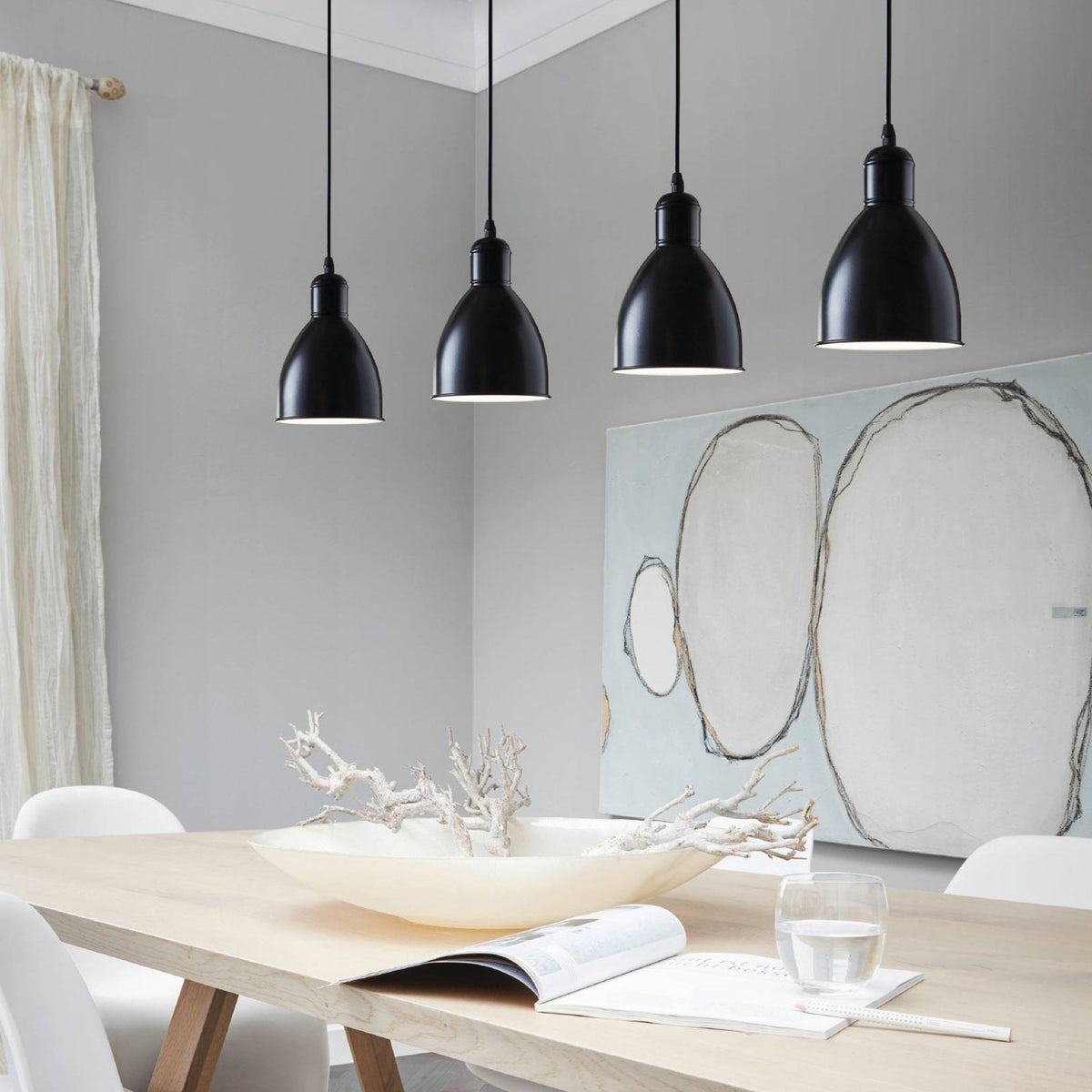 Priddy Four Drop Bar Pendant Light in Black