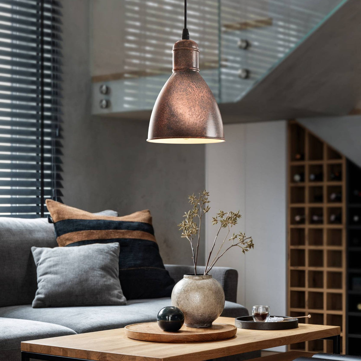 Priddy Single Pendant Light in Antique Copper