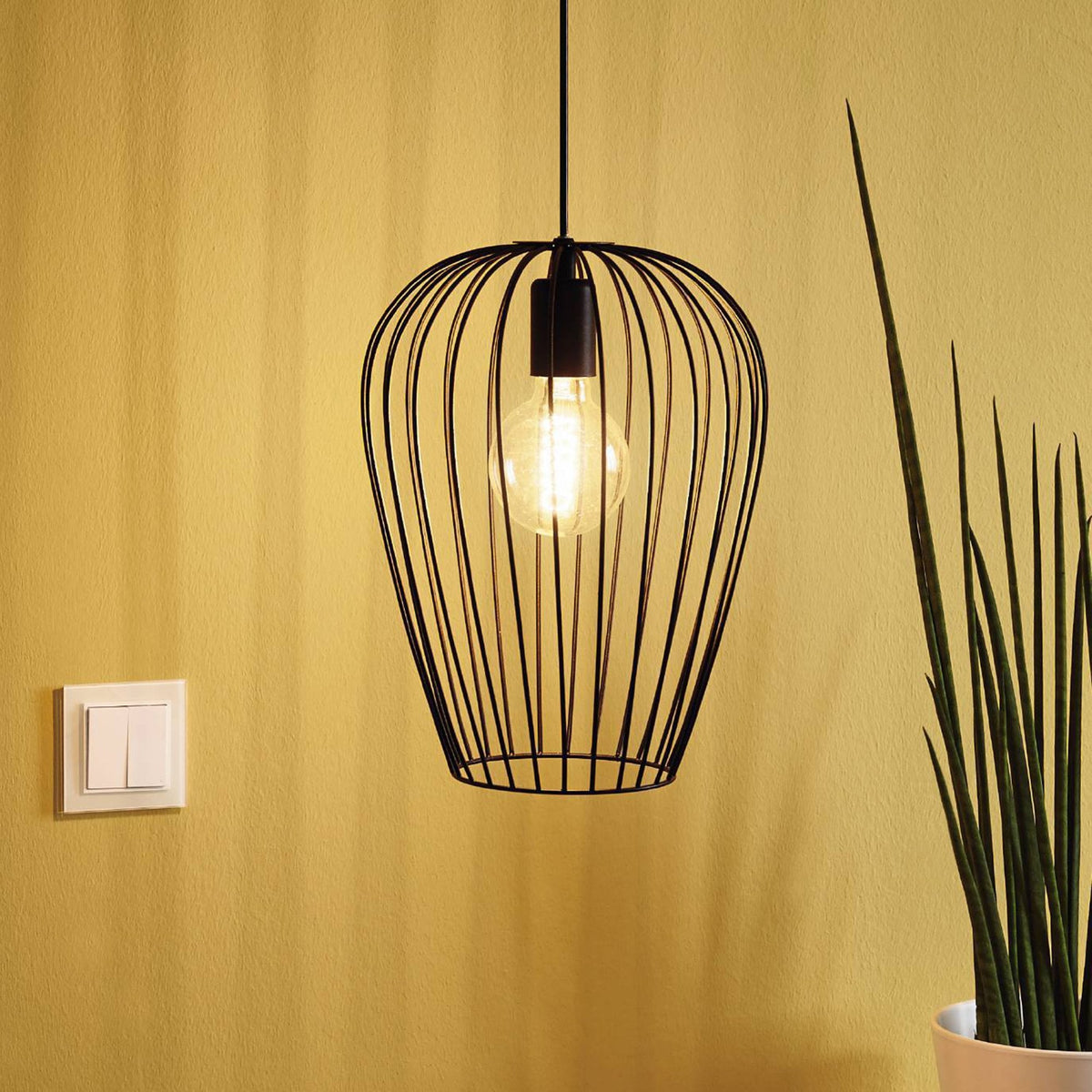 Black Newtown Large Breakfast Bar Cage Pendant Light