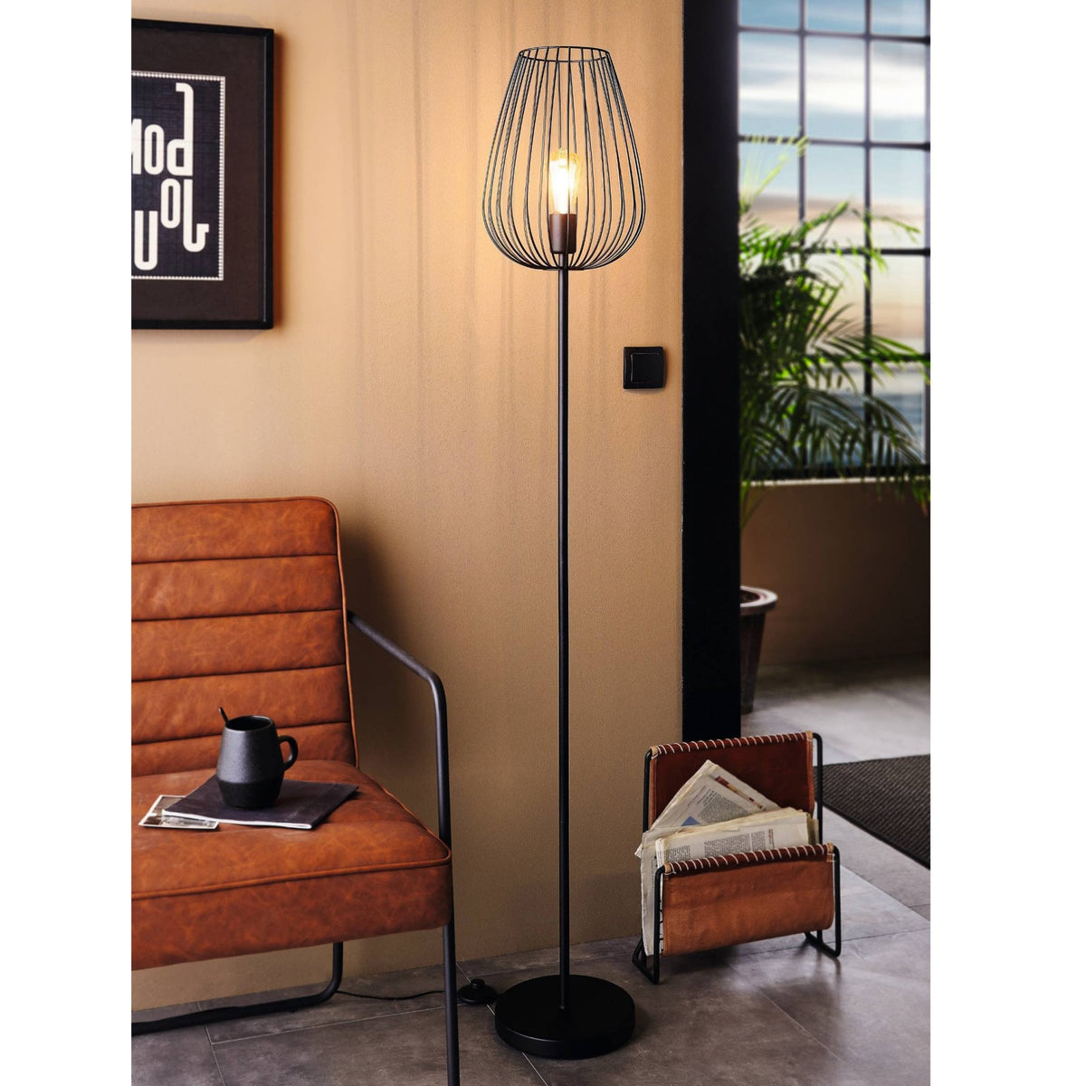 Newtown Cage Floor Lamp in Black