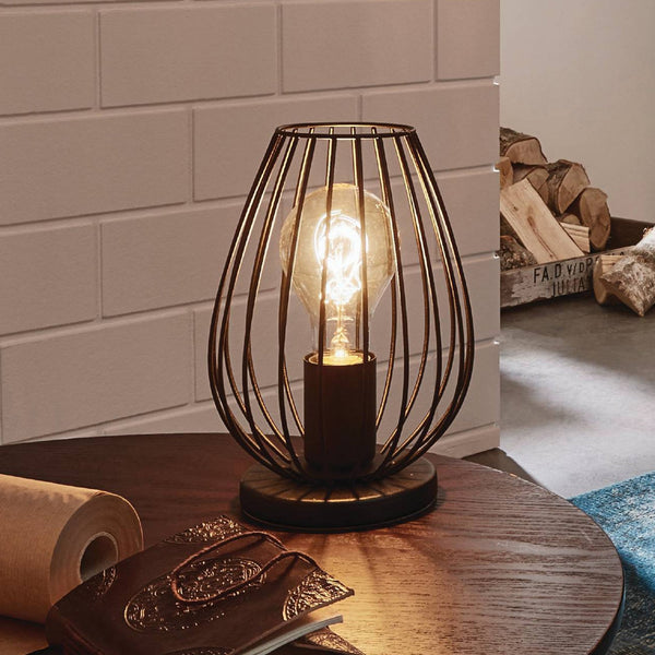Newtown Black Vintage Cage Table Lamp