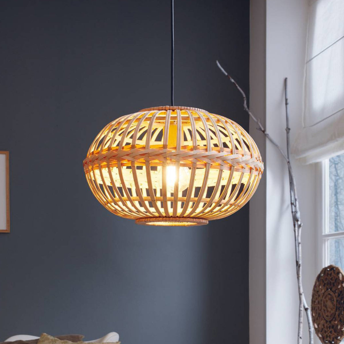 Amsfield 380mm Bamboo Wickerwork Pendant