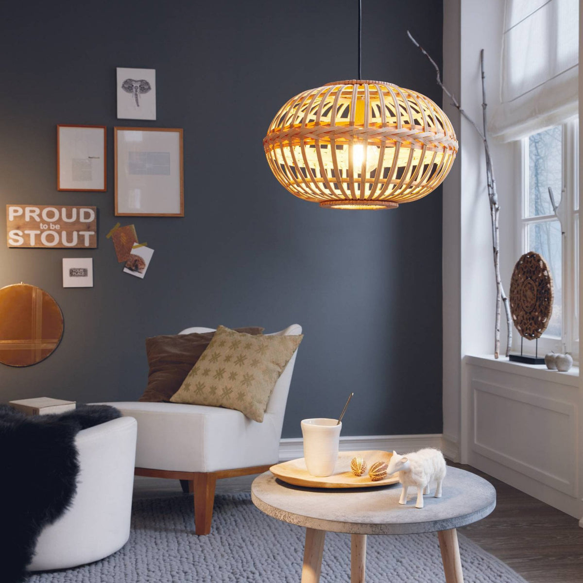 Amsfield 380mm Bamboo Wickerwork Pendant