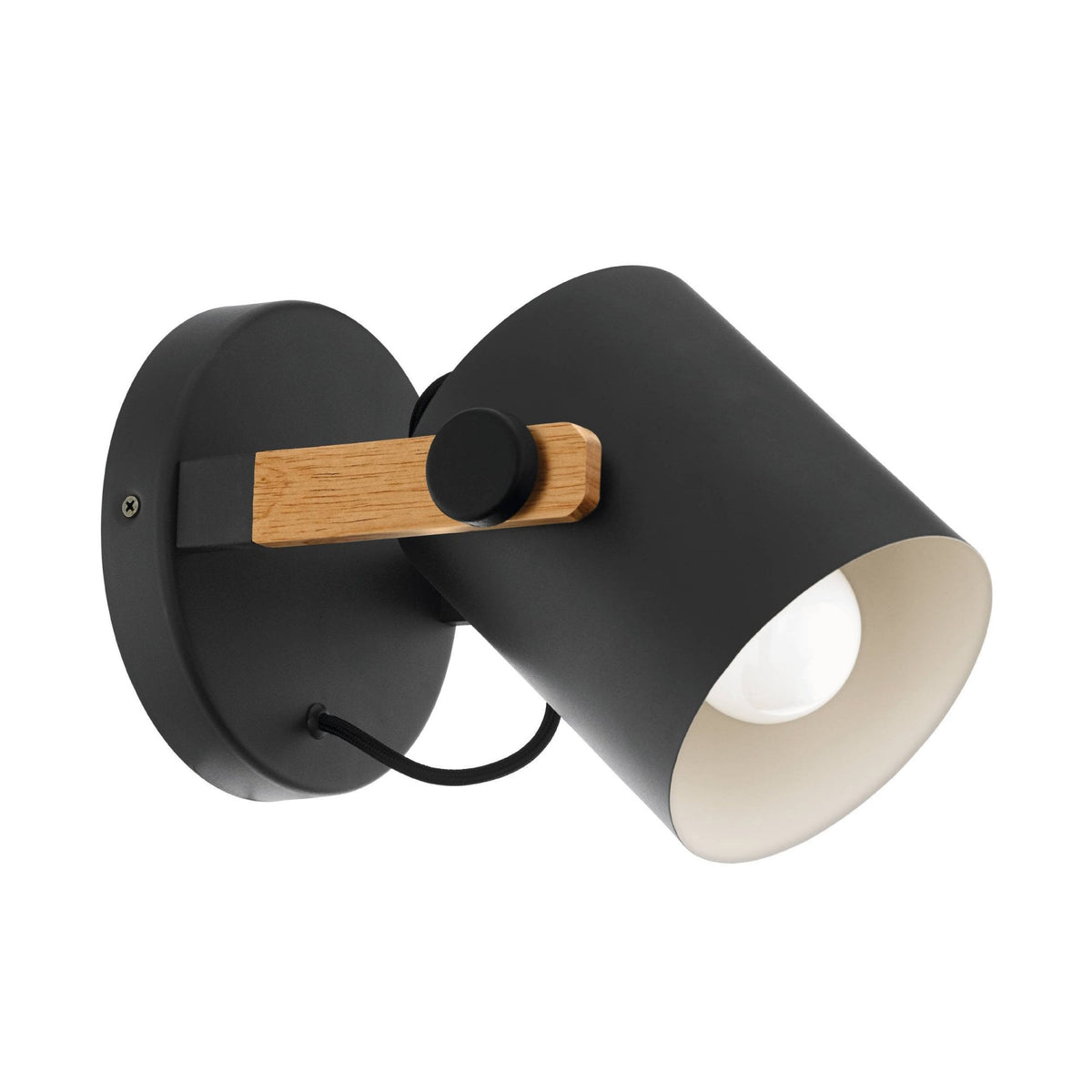 Hornwood Single Spotlight in Pinewood & Black Adjustable Shade