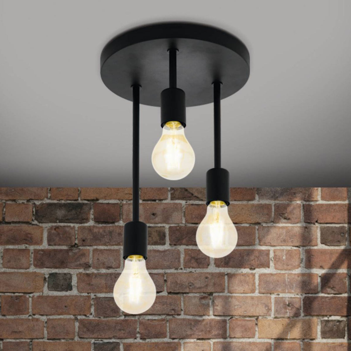 Wilmcote Three Lamp Ceiling Light in Black