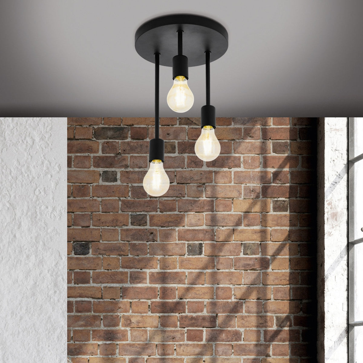 Wilmcote Three Lamp Ceiling Light in Black