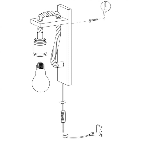 Rampside Single Lamp Hemp Rope and Wood Wall Light