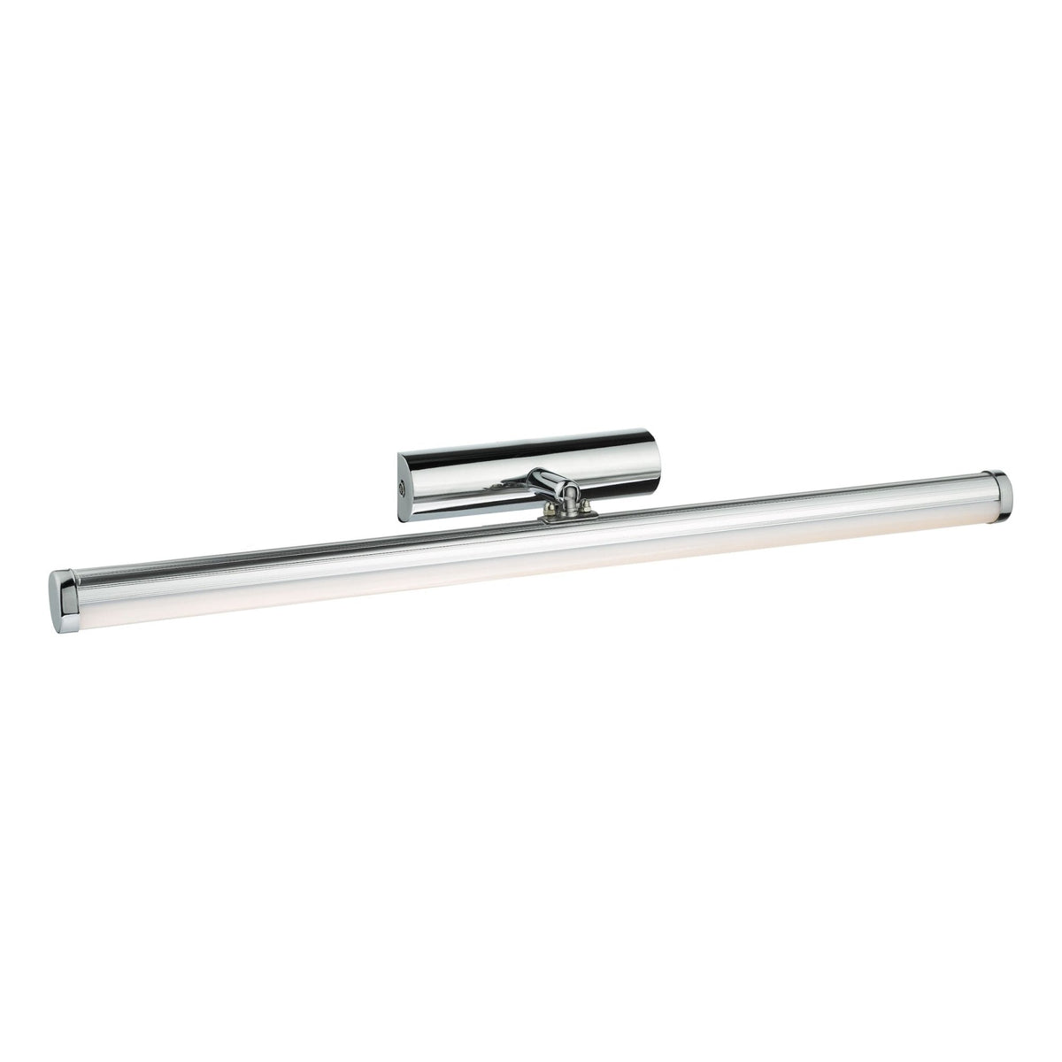 Chrome LED picture light with a long, slim bar and a rectangular wall mount.