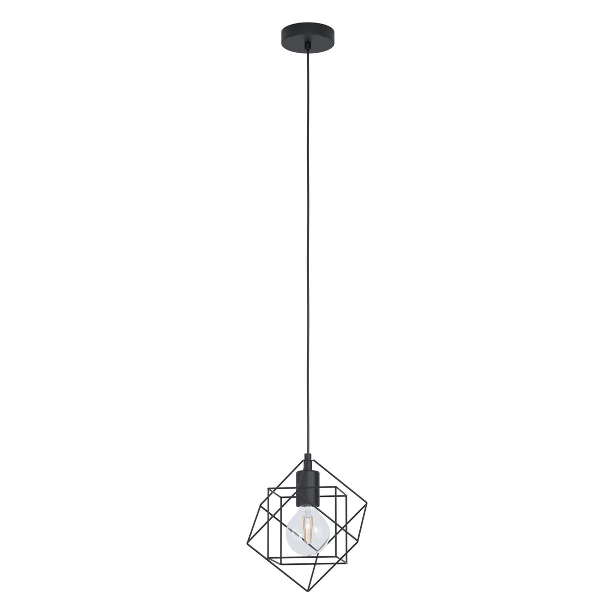 Straiton 240mm Single Wire Frame Pendant Light in Black