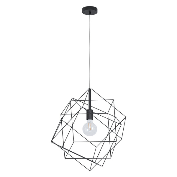 Straiton 515mm Single Wire Frame Pendant Light in Black
