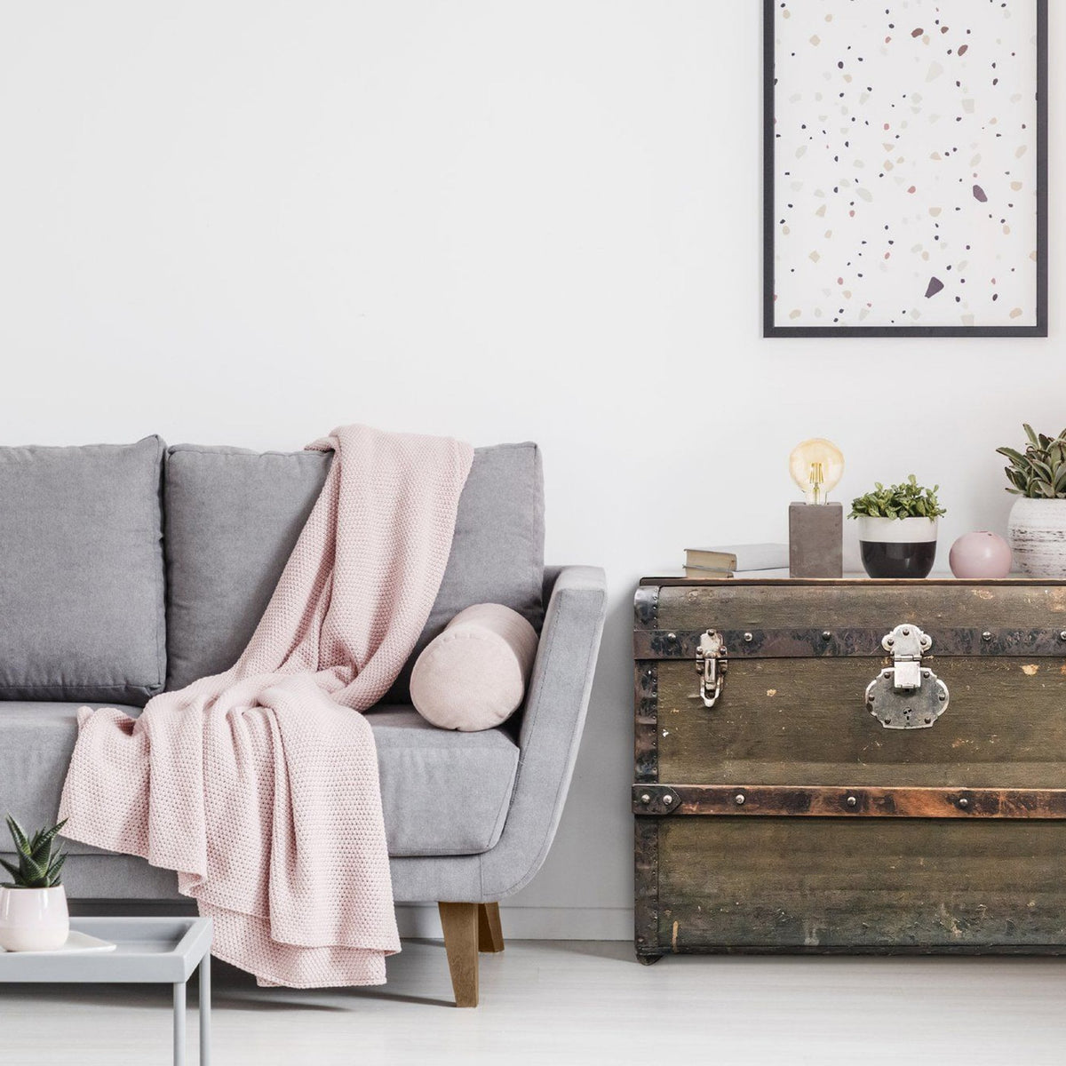 Prestwick Table Lamp in a Grey Concrete-Style Finish