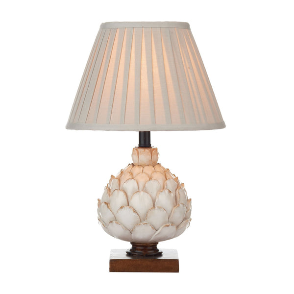 Layer Small Table Lamp In Cream & Bronze With Pleated Ecru Shade
