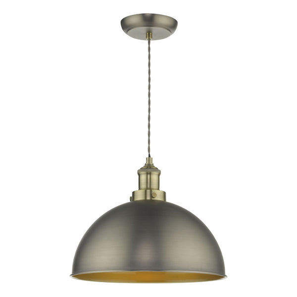 Governor Single Pendant In Antique Chrome & Antique Brass