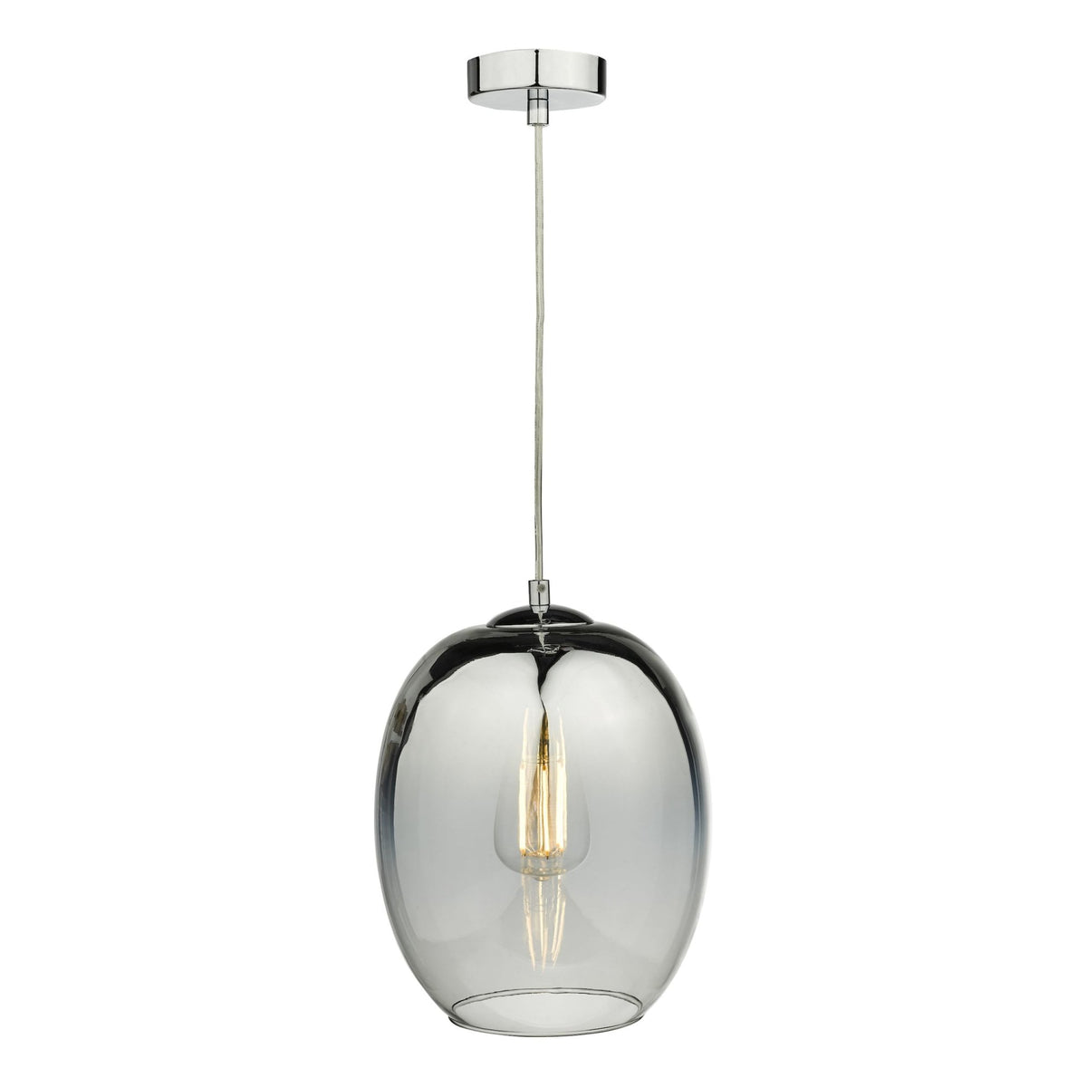 Patrice Single Pendant In Polished Chrome With Silver Ombre Glass