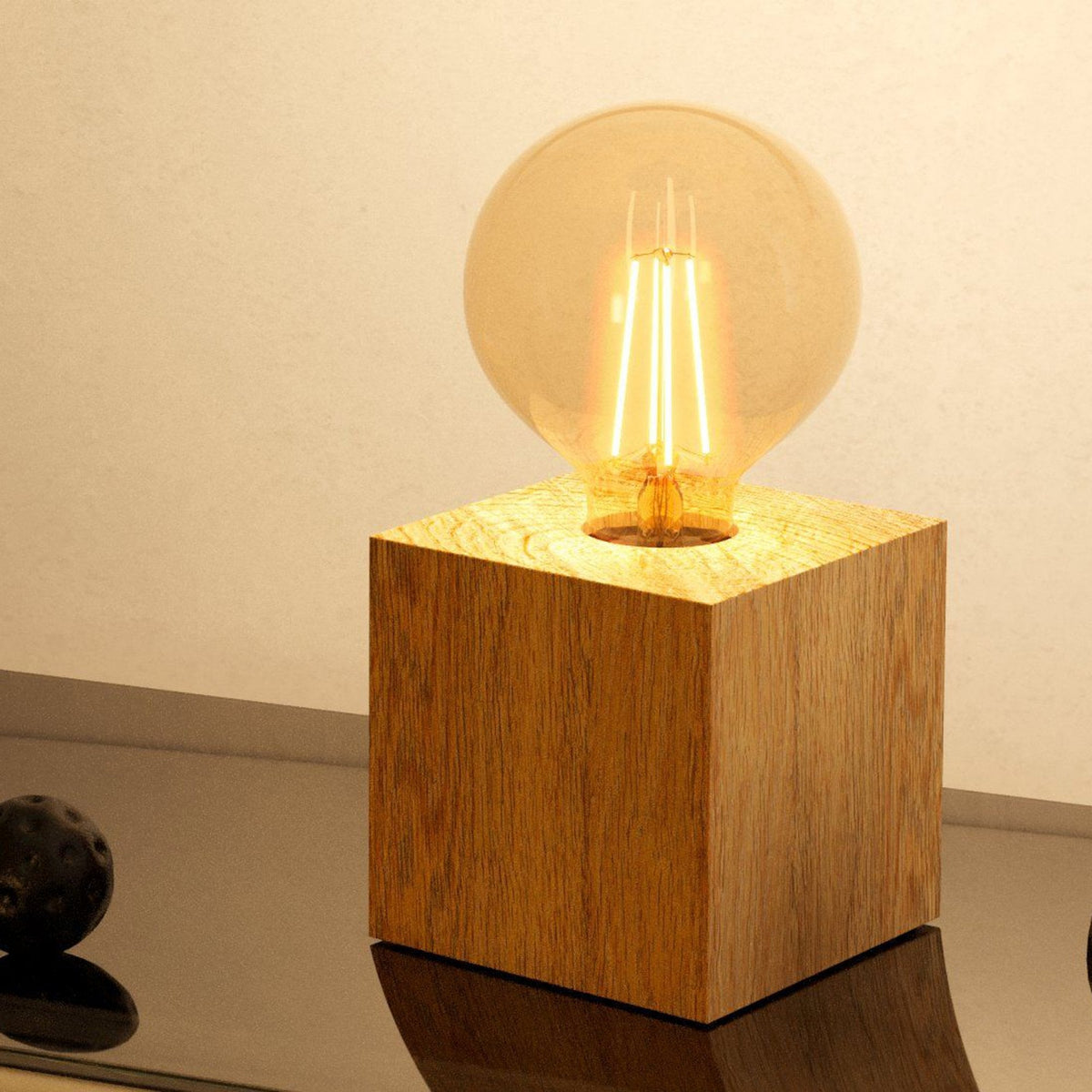 Prestwick 2 Table Lamp in a Natural Rubberwood Finish