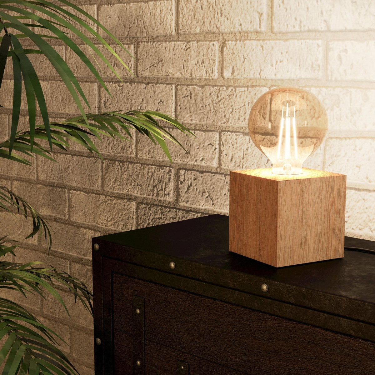 Prestwick 2 Table Lamp in a Natural Rubberwood Finish