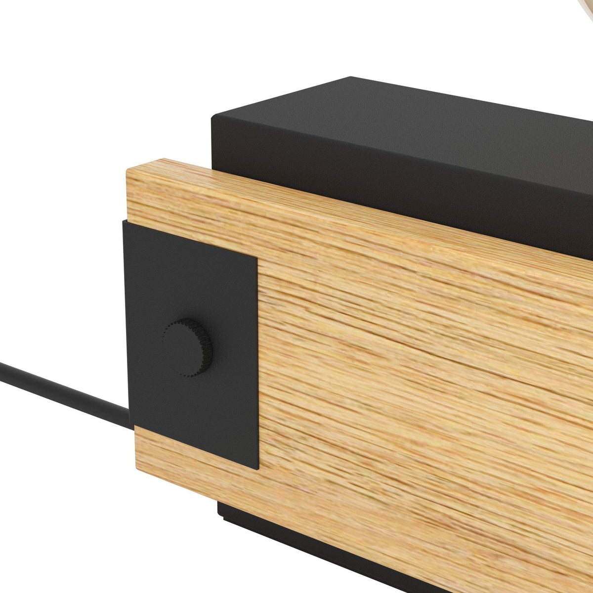 Layham Table Lamp in Black with Natural Wood