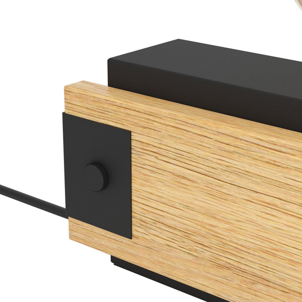 Layham Table Lamp in Black with Natural Wood