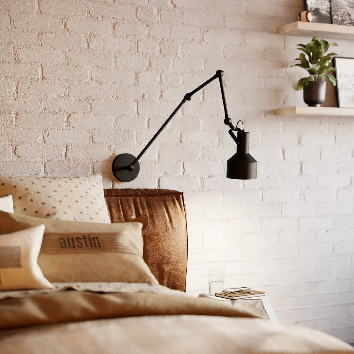 Takeley Single Arm Adjustable Ceiling or Wall Spotlight in Black