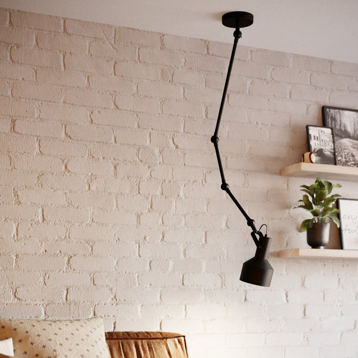 Takeley Single Arm Adjustable Ceiling or Wall Spotlight in Black