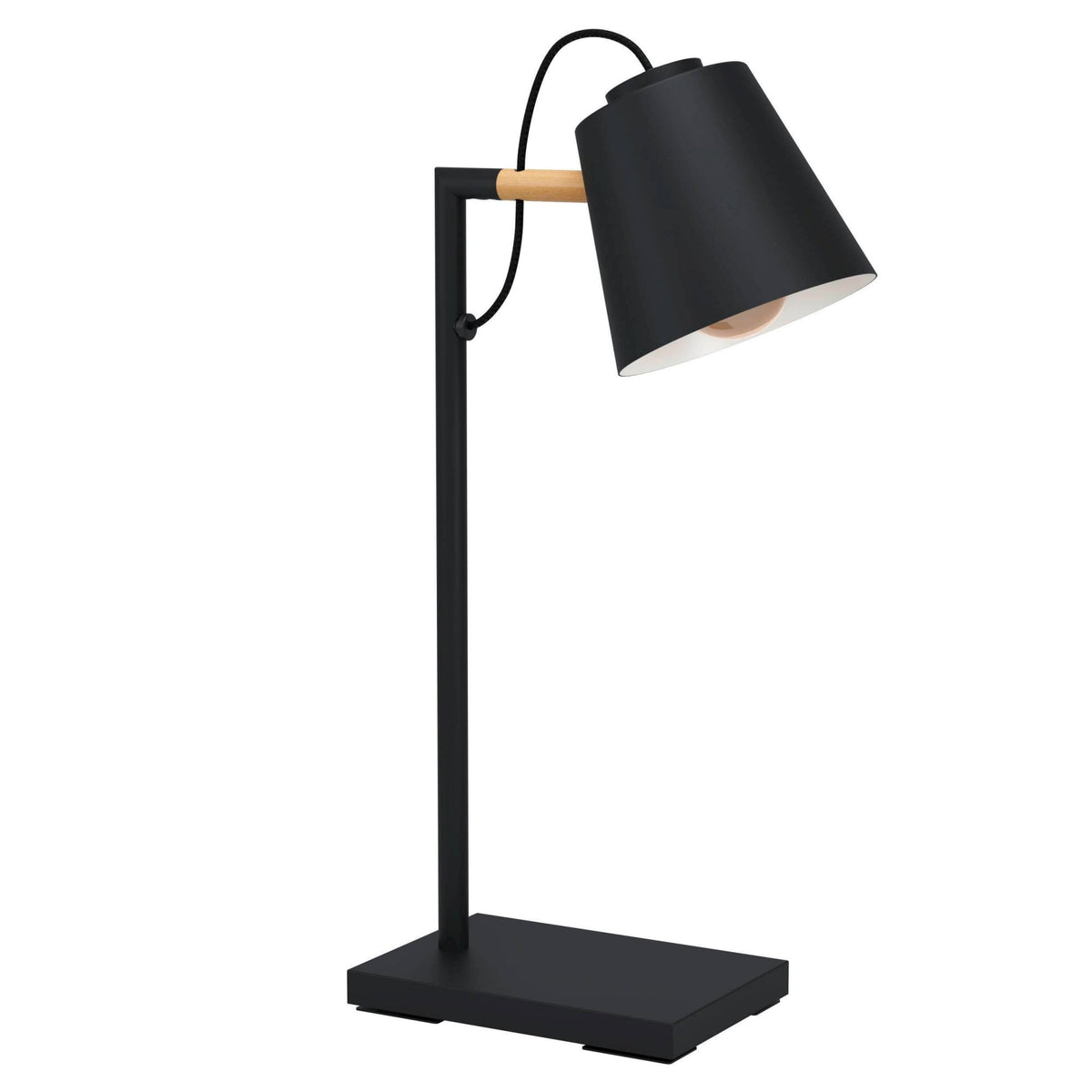 Lacey Table Lamp in Black with Wood Detailing