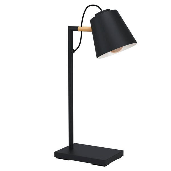 Lacey Table Lamp in Black with Wood Detailing