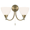 Alton Twin Arm Wall Light in Antique Brass & Opal Glass