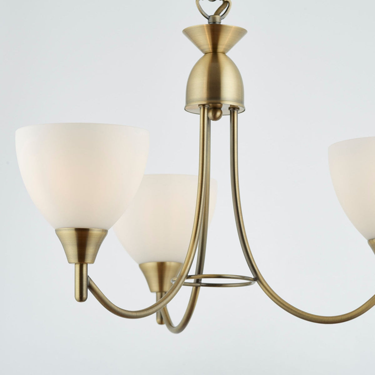 Alton 3lt Pendant in Antique Brass & Opal Glass
