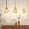 Stype Triple Drop Linear Pendant in Gold with Geometric Diamond-Shaped Lampshades
