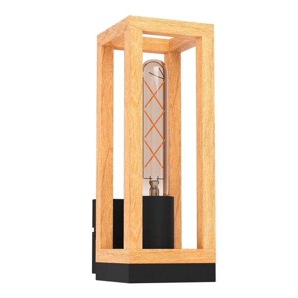 Nafferton Wall Light with a Boxed Rubberwood Frame
