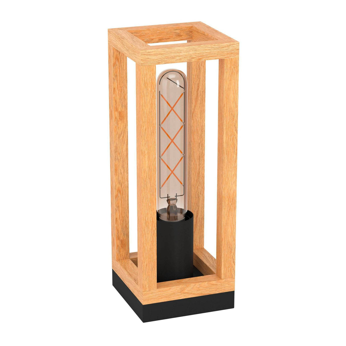 Nafferton Table Lamp with a Boxed Rubberwood Frame
